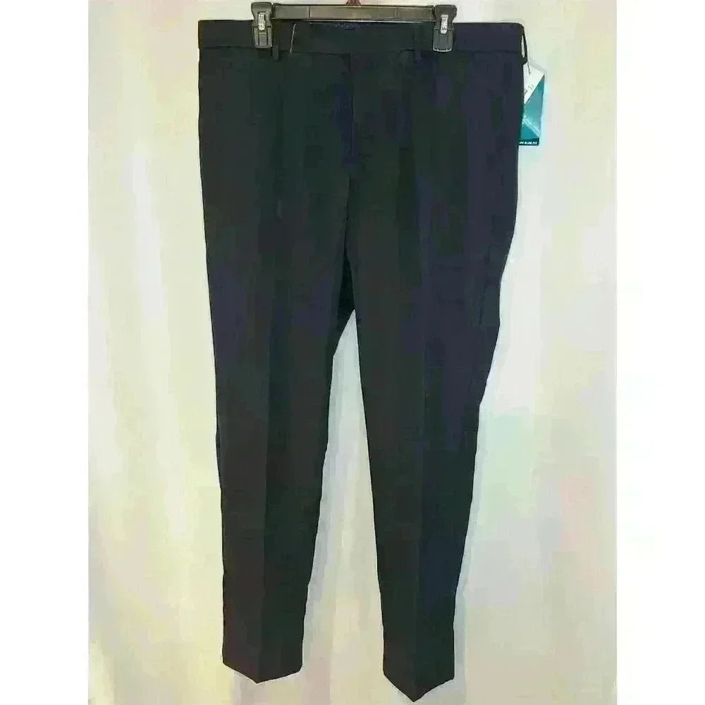 Perry Ellis Portfolio Men's Slim Fit Black Dress Pants Size 36x32